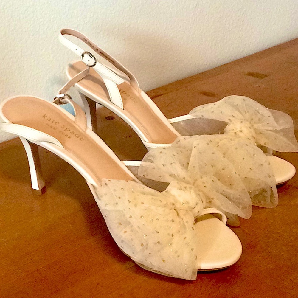 8.5 Kate Spade Jacquard Stripe 3.7” Cream Heel